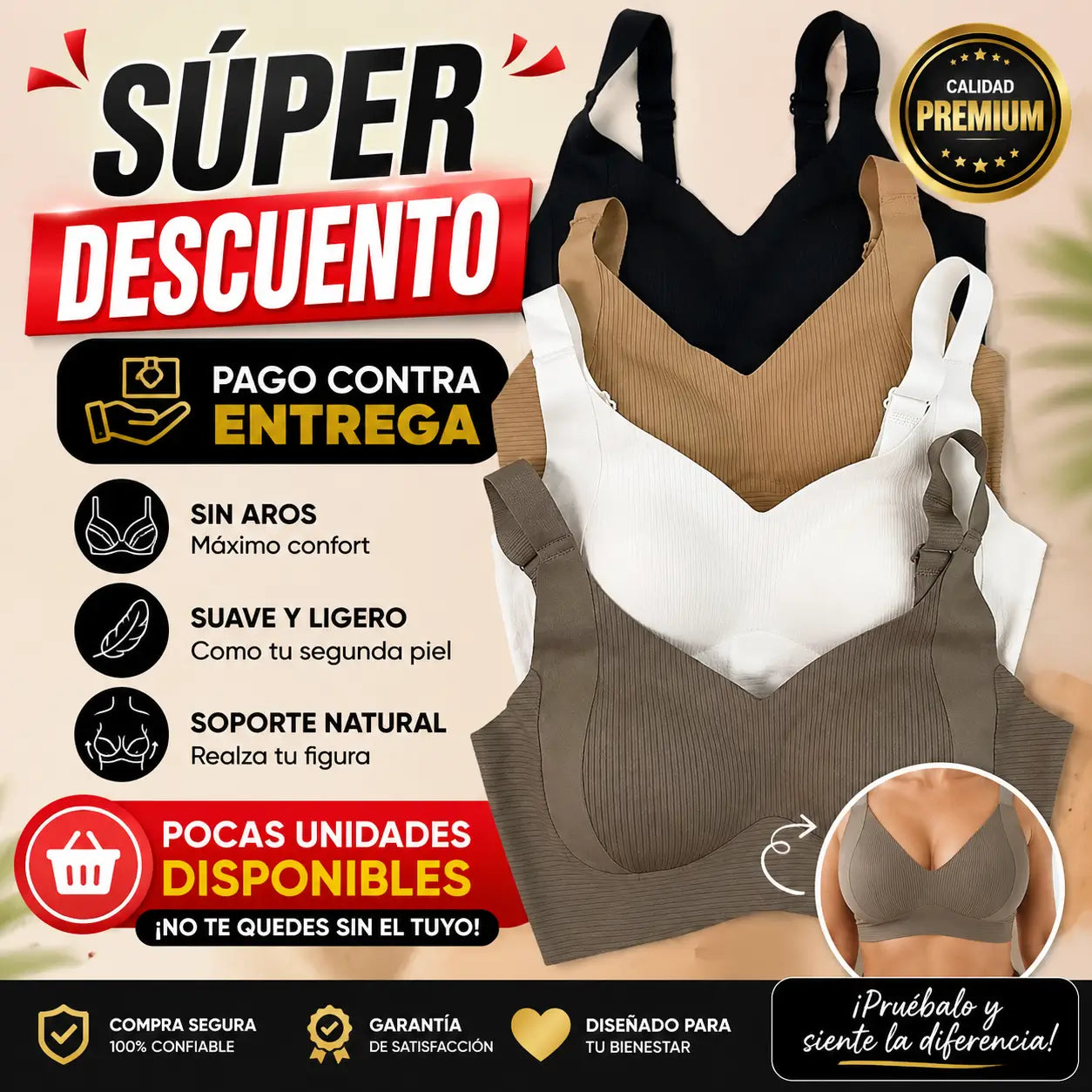 Brasier Reafirmante Sin Varillas Espalda Lisa