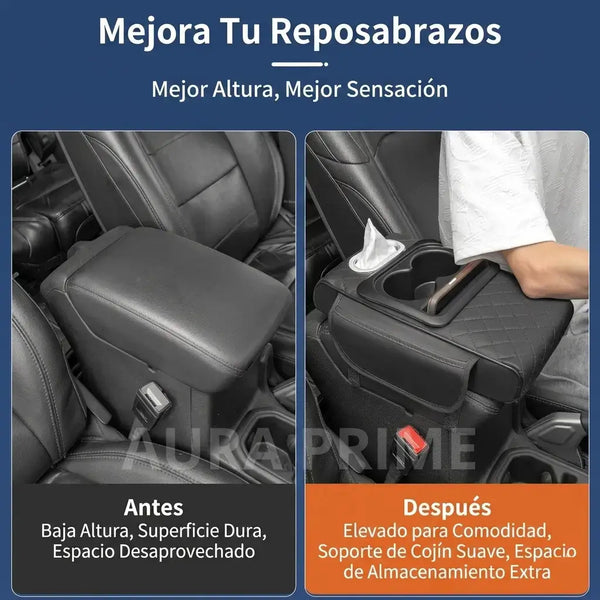 Acolchado de memory foam de la consola donde un conductor apoya el codo en un trancón
