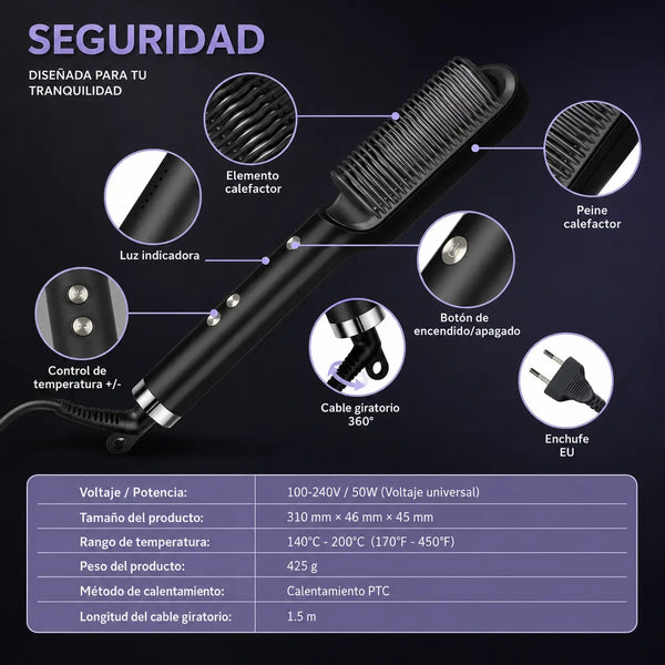 Paso a paso de cómo usar el cepillo alisador antiquemaduras en cabello seco