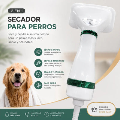 Cepillo Secador 2 en 1 para Mascotas