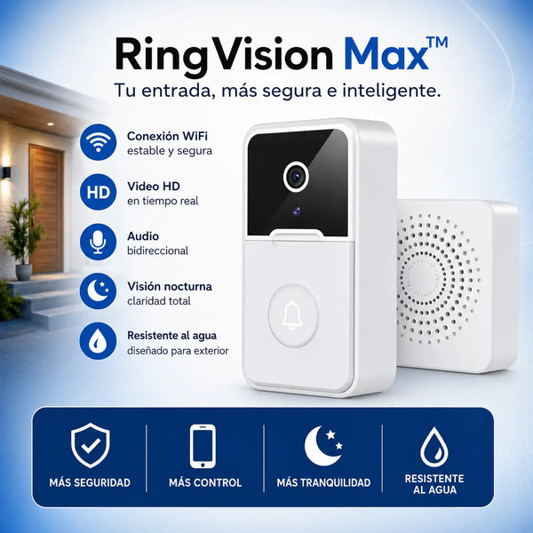 Detalle de la cámara HD del timbre inalámbrico con batería recargable