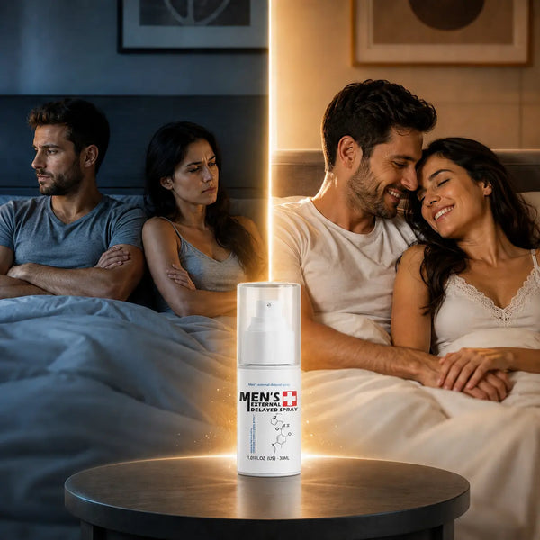 Spray retardante masculino guardado en el cajón de la mesa de noche de un apartamento en Bogotá