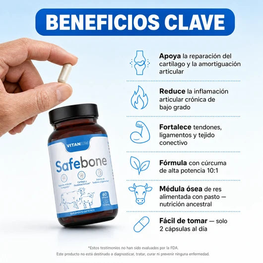 Persona recibiendo en la puerta de su casa el paquete con el frasco de Safebone