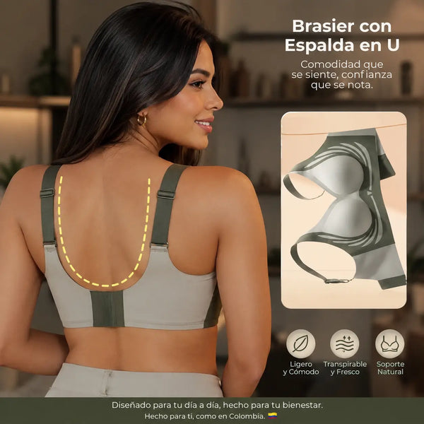 Detalle de la copa triangular con realce thick under thin del brasier sin aros