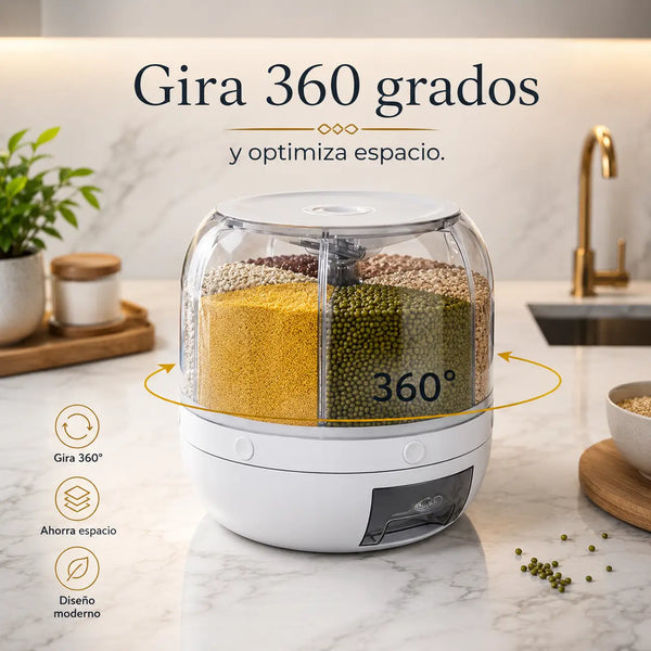 Detalle de la tapa del dispensador que protege los granos de bichos y humedad