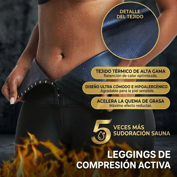 Interior térmico plateado del short deportivo tipo sauna visible al voltear la prenda