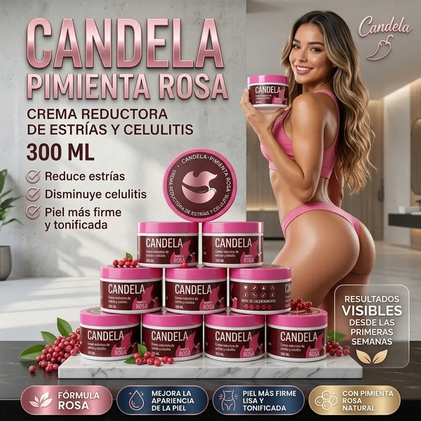 Mujer en el baño aplicándose la crema corporal Candela después de la ducha