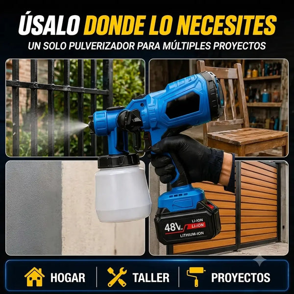 Acabado parejo y sin churretes en una puerta de madera pintada con la pistola 48V