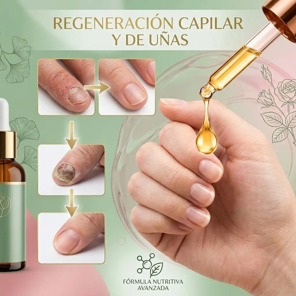 Detalle de la textura ligera y amarillenta del suero de jengibre y cúrcuma cayendo del gotero