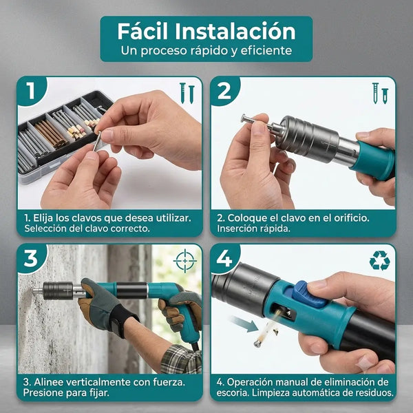 Empuñadura de caucho antideslizante y selector de 3 velocidades de la clavadora