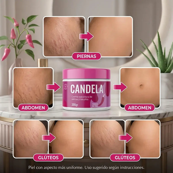 Dos frascos rosa de crema Candela juntos, del combo paga 1 y lleva 2