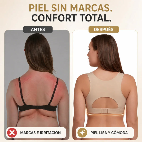 Primer plano de la tela suave y firme del brasier levanta busto Aura Prime