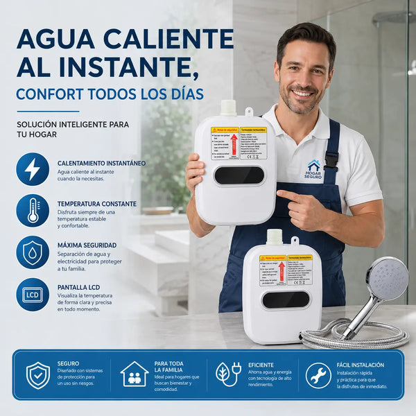 Ducha eléctrica instantánea LED instalada en el grifo estándar de una ducha de apartamento