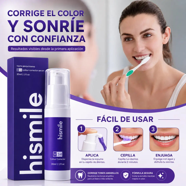 Sonrisa con el tono amarillo neutralizado después de usar el sérum violeta antes de una foto