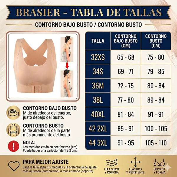 Los tres colores del brasier corrector disponibles: negro, blanco y beige