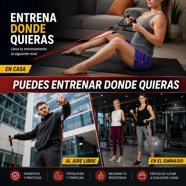 Set completo guardado en su bolsa tipo tula impermeabilizada dentro de un cajón