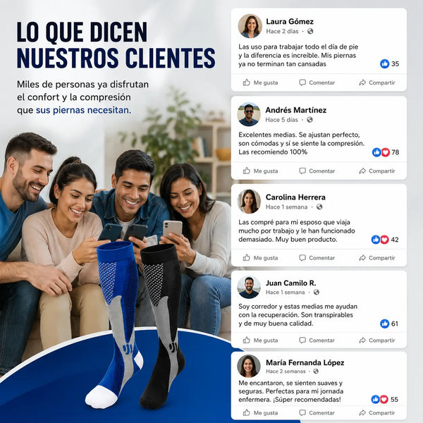 Par de medias unisex hasta la rodilla en Negro/Gris y Azul/Blanco/Gris sobre fondo claro