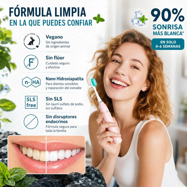 Crema dental remineralizante junto al cepillo en el baño de una familia colombiana