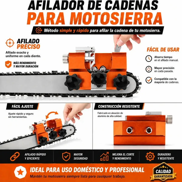 Finquero afilando la cadena de su motosierra en pleno potrero, sin electricidad ni taller