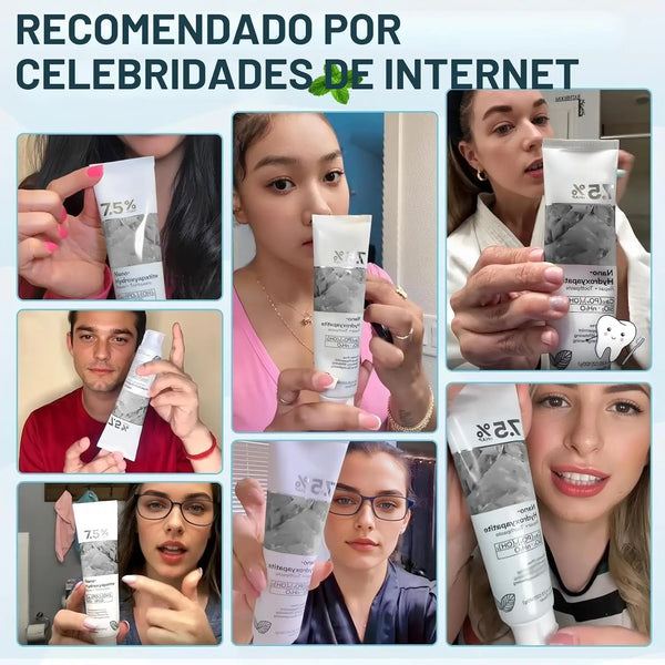 Manos dosificando una porción del tamaño de una arveja de crema dental sobre el cepillo