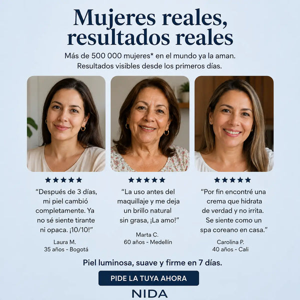 Mujer sellando su rutina facial de noche con la crema hidratante coreana antes de dormir